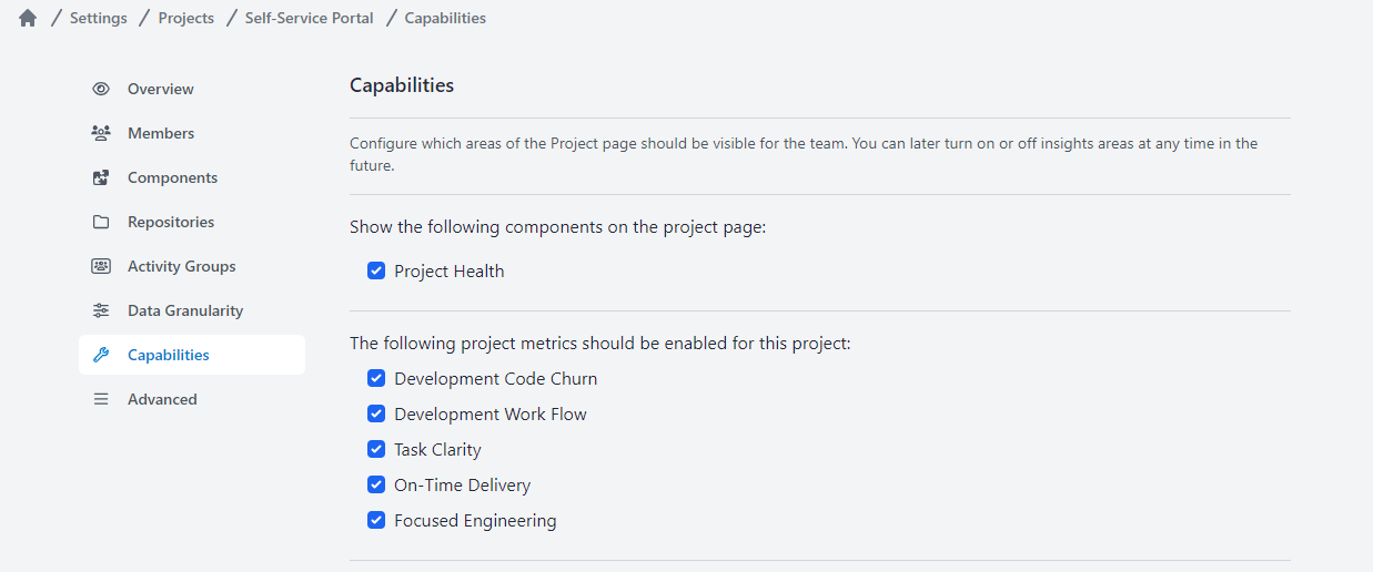 Project Settings: Capabilities
