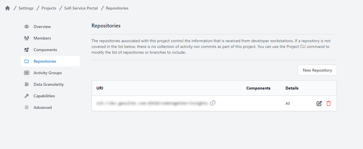 Project Settings: Repositories